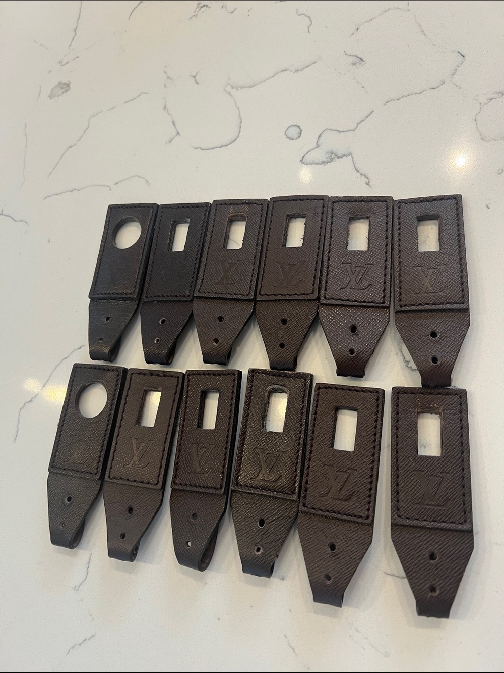 Louis Vuitton Brown Leather Strap Tabs - Lot of 12